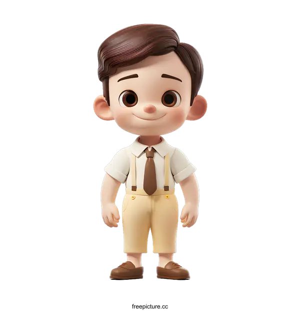 [Transparent Background PNG]3D rendering of a cute cartoon boy
