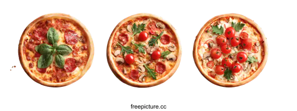 [Transparent Background PNG]Three Delicious Pizza Designs