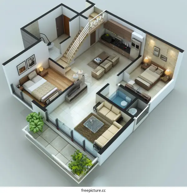 Small House Floor Plan Design Illustration