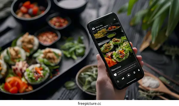 Person Holding a Phone Taking a Photo of Food