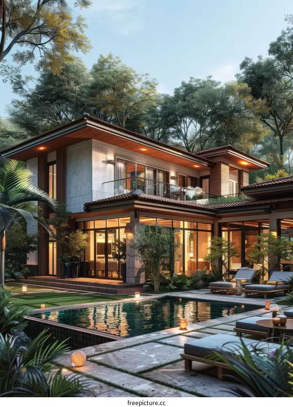 Modern Luxury Villa with Tropical Garden and Private Pool