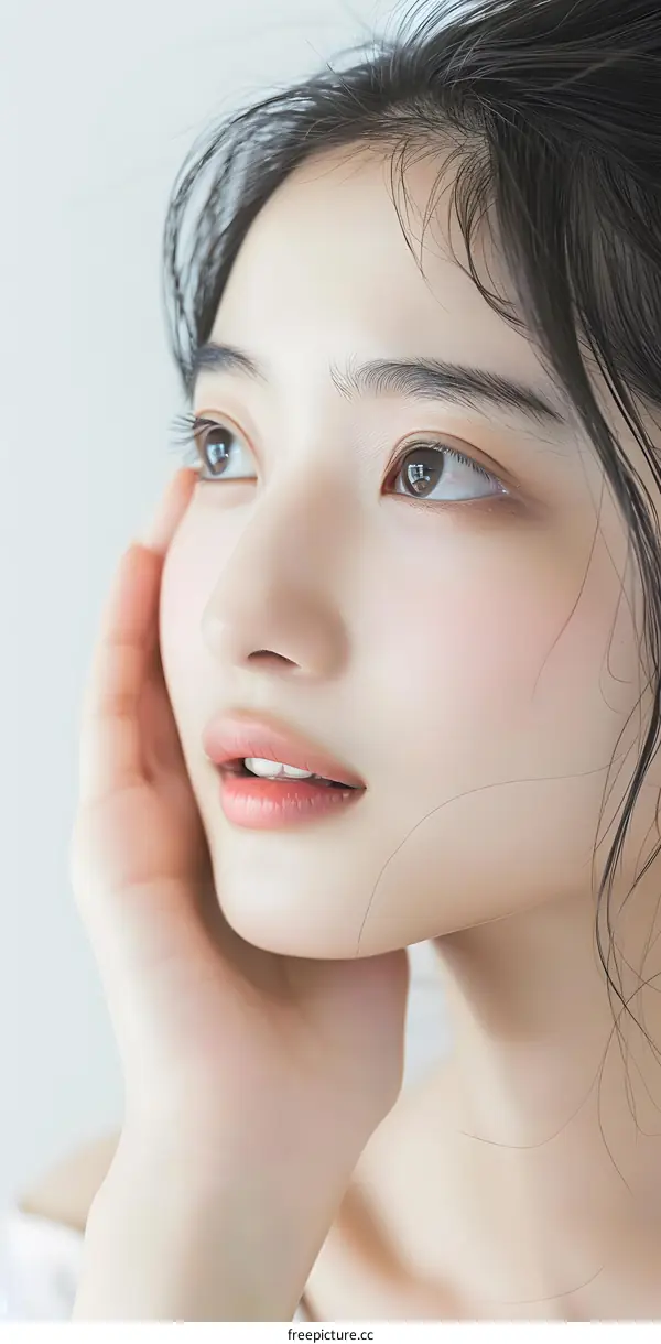 Beautiful Asian Woman Portrait Close Up