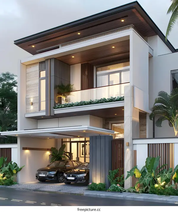 Modern Minimalist Home Exterior Design with Wooden Accents