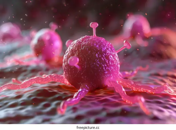 A 3D rendering of a cancer cell