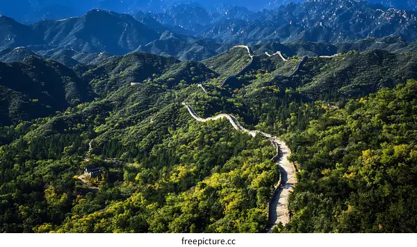 Majestic Great Wall of China Winding Through Mountains