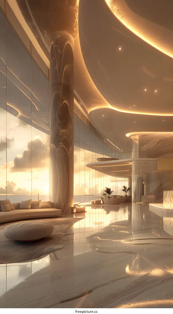 A magnificent hotel lobby