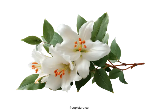 [Transparent Background PNG]Beautiful White Lilies Bouquet on White Background