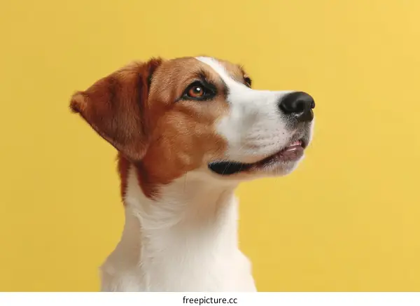 Dog Portrait Against a Vivid Yellow Background