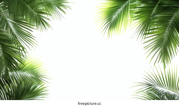 Tropical Palm Leaves Frame Background