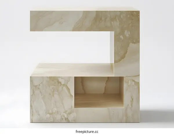 Modern Minimalist Shelf Unit with Marble Texture
