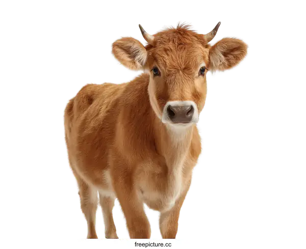 [Transparent Background PNG]Adorable Calf Portrait Against White Background