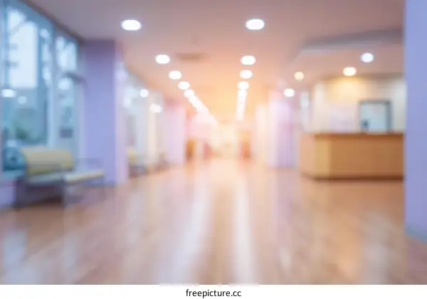 Blurred Hospital Corridor Interior View