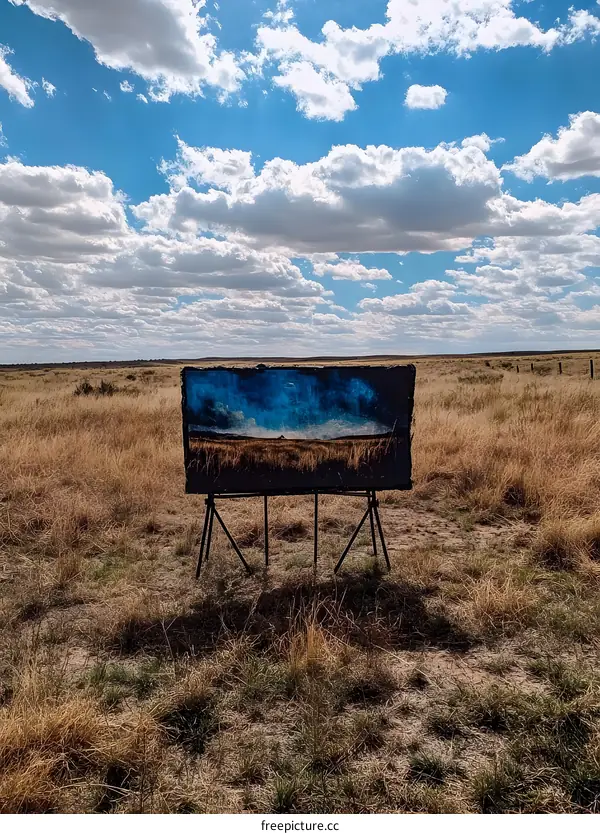 Painting Landscape on an Easel in a Field