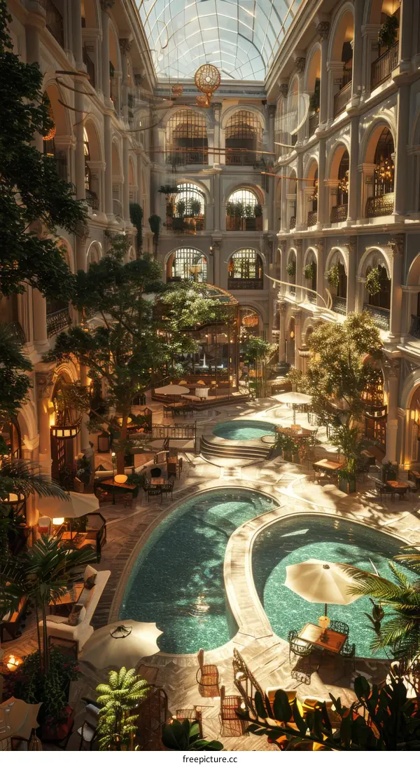 Grand Interior Pool Oasis in a Majestic Building