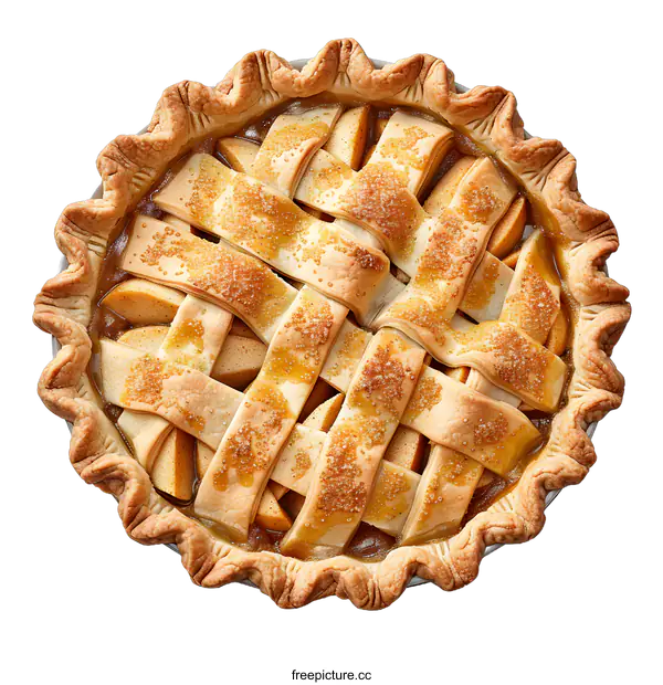 [Transparent Background PNG]Freshly baked apple pie with lattice crust