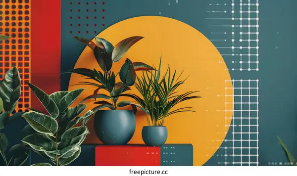 Abstract  Minimalist  Plants  Potted  Background