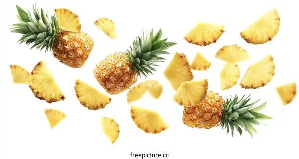 Fresh Pineapple Slices in Flight
