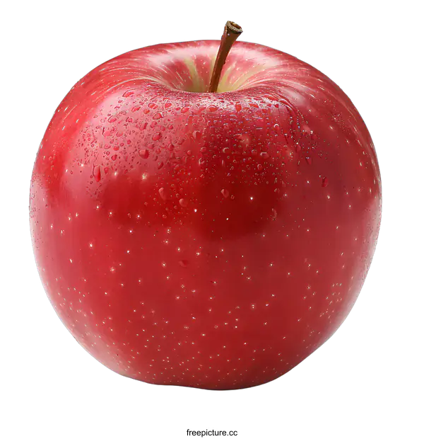 [Transparent Background PNG]A red apple with water drops on a white background