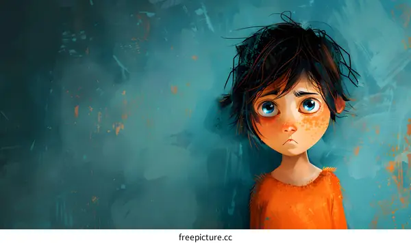 Neglected boy with messy hair