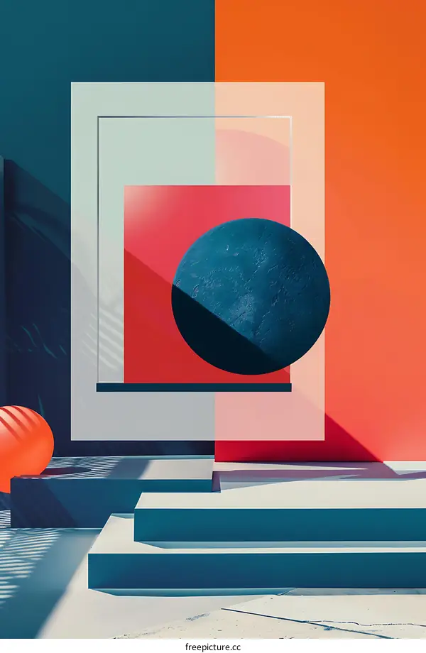 Abstract Geometric Shapes with a Floating Sphere