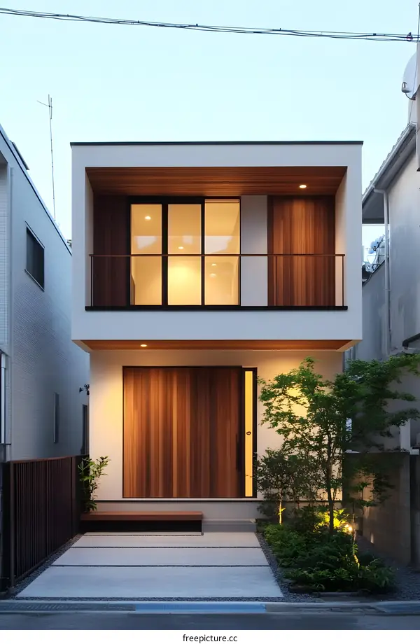 Modern Two Story House with Wood Accents