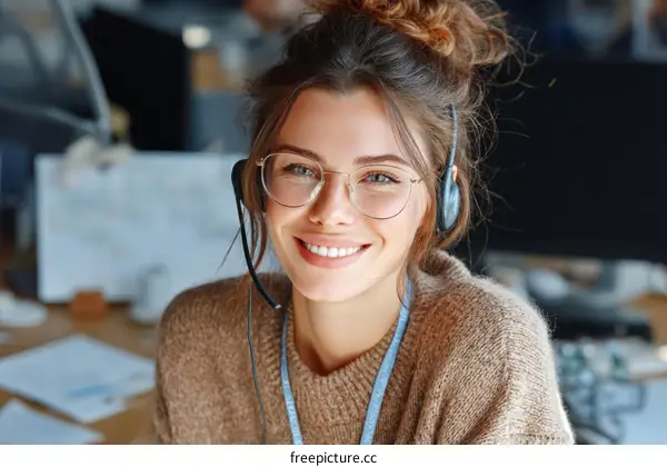 Smiling Customer Service Representative in Office