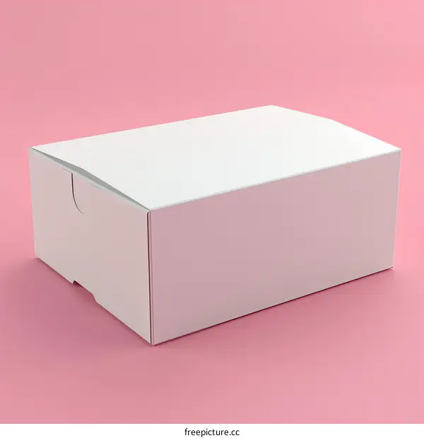 A white box on a pink background