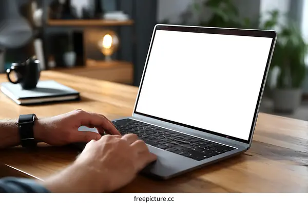 Working on Laptop in Modern Home Office