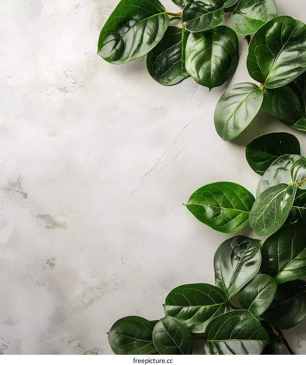 Green Leaves on a White Background