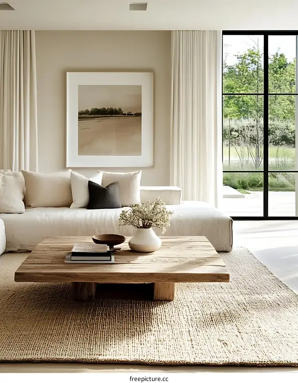 Modern Minimalist Living Room with Natural Elements