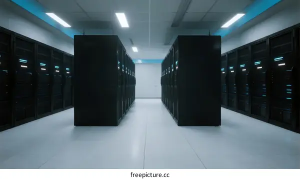 Interior view of modern data center with server racks