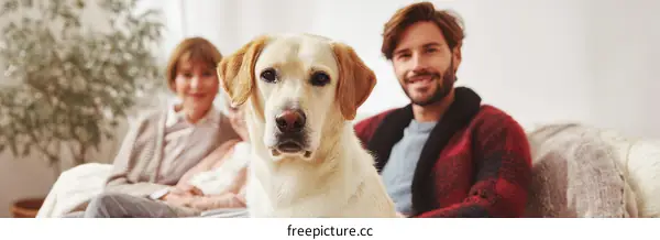 Family and Dog Relaxing at Home