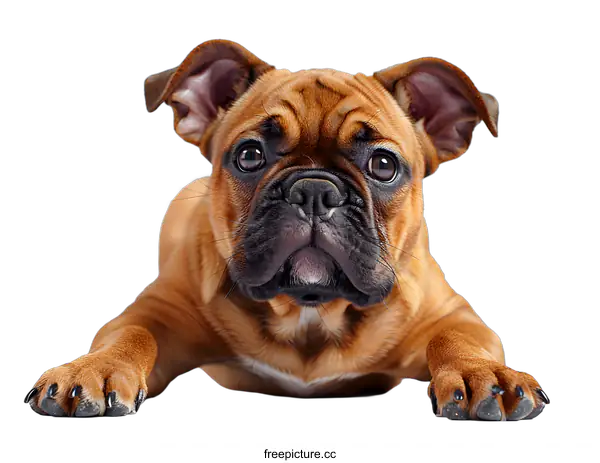 [Transparent Background PNG]Cute Bulldog Puppy Portrait on White Background