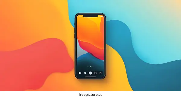 Abstract Phone Background With Colorful Gradient Waves