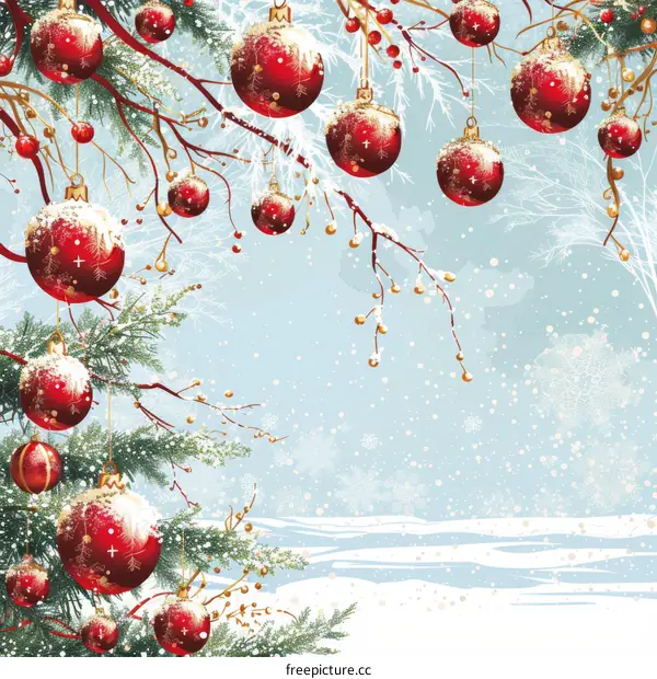 Christmas Decorations: Red Snowflakes and Festive Cheer