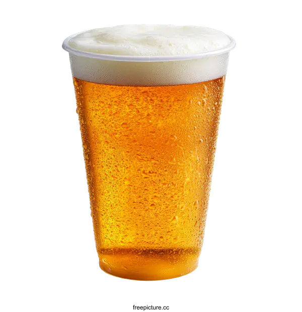 [Transparent Background PNG]Cold Beer in a Plastic Cup