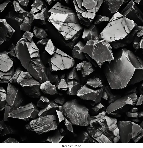 Black and white image of a pile of rocks
