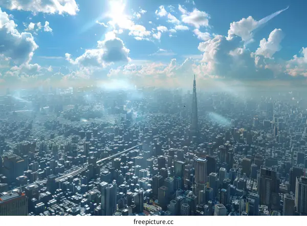 Aerial View of Modern City Skyline