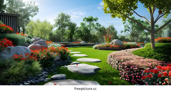 Stepping Stones in a Landscaped Garden