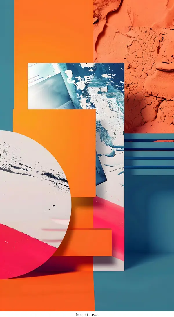 Abstract Art Orange Blue Color Background Minimalist Design