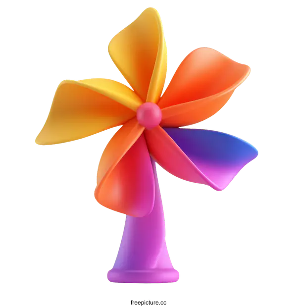 [Transparent Background PNG]Colorful 3D Illustration of a Pinwheel