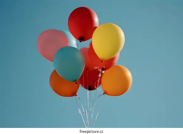 Colorful Balloons Floating in the Sky