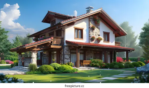 Beautiful Stone and Wood House
