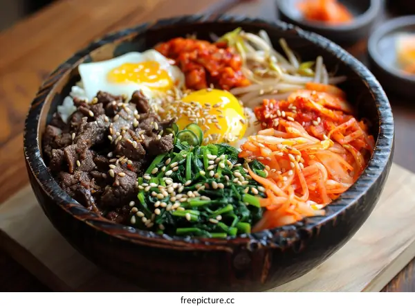 Delicious Korean Bibimbap with Beef and Vegetables