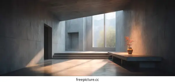 Modern Concrete Interior with Natural Light