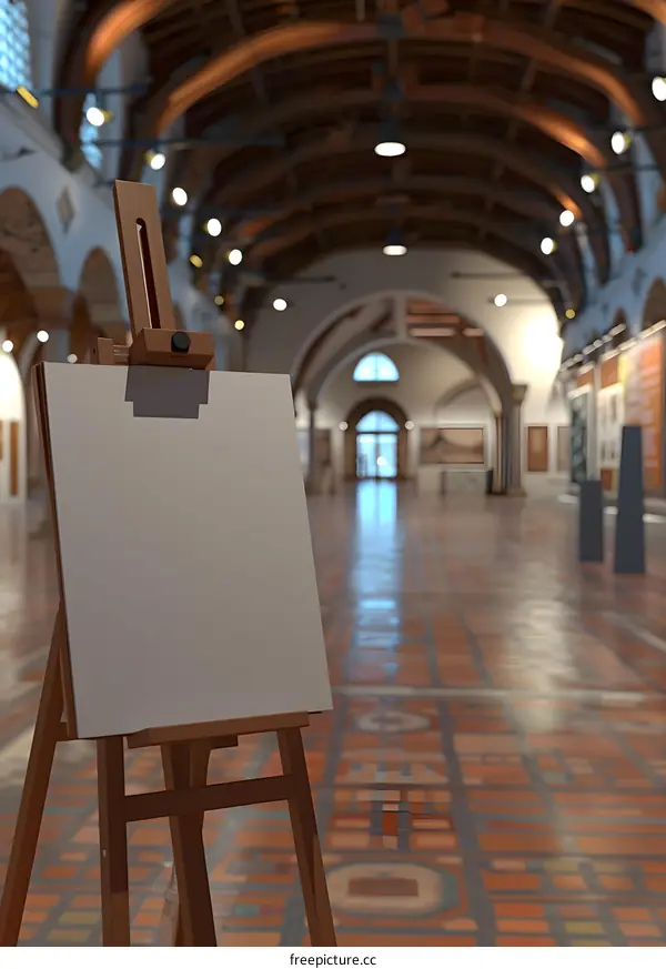 Blank Canvas Easel In Art Gallery