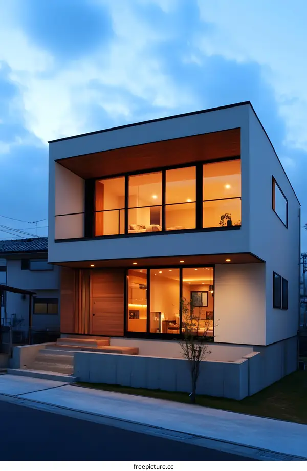 Modern Japanese House Design with Large Windows