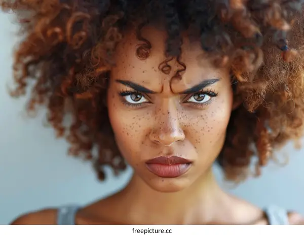 Close-up Portrait of a Woman with an Angry Expression