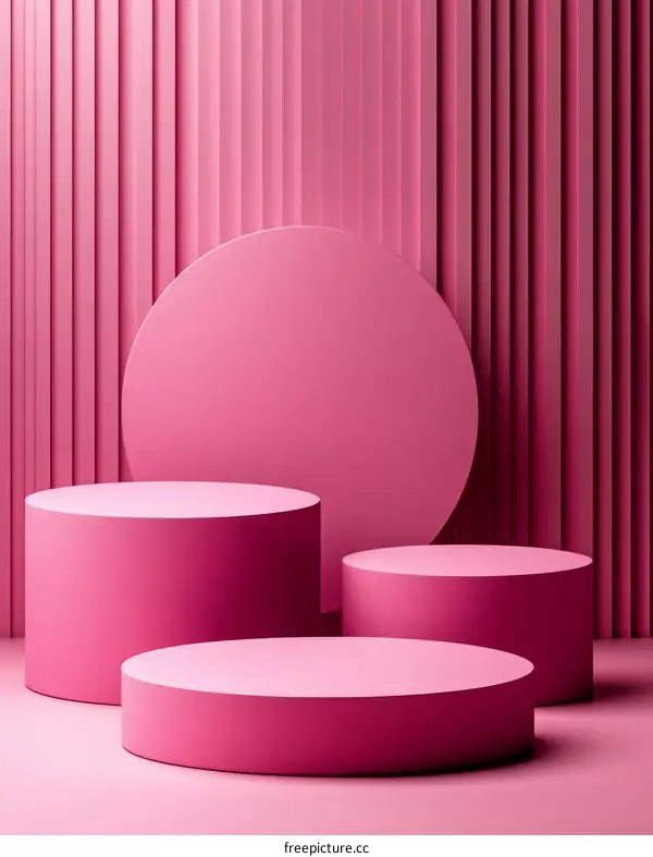 Pink Geometric Display Stand for Product Presentation