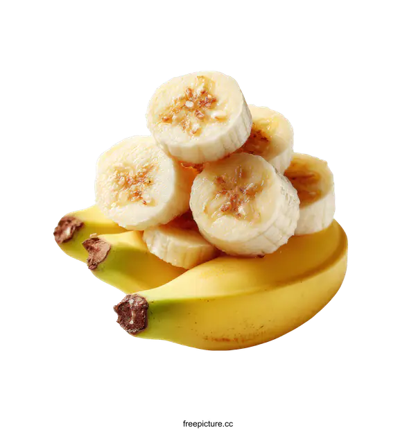[Transparent Background PNG]Fresh Sliced Bananas on White Background